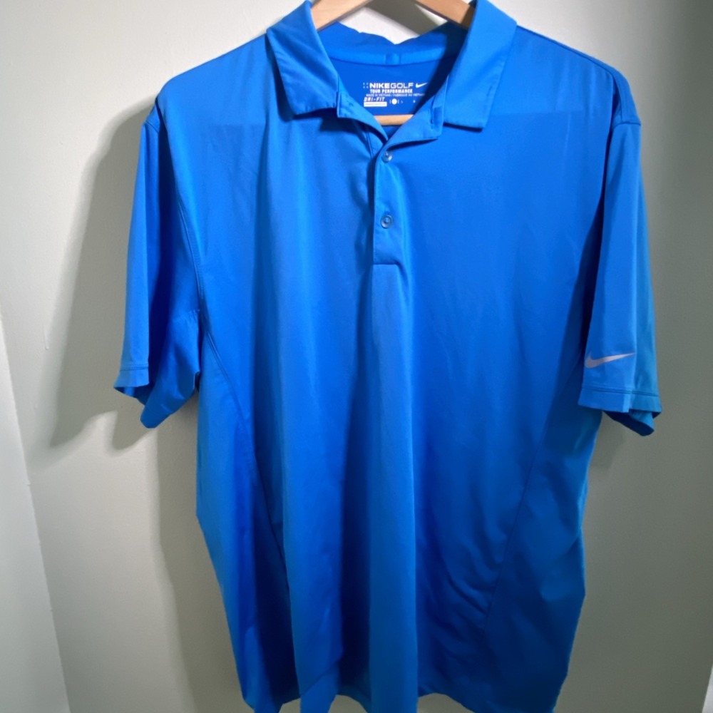 Nike Golf Mens Tour Performance Dri-FIT Polo Shirt Blue 639711-406 Large